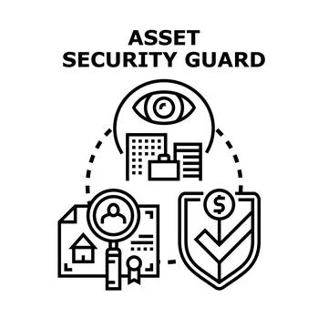 Asset security guard protecting financial and property assets Stock Illustration