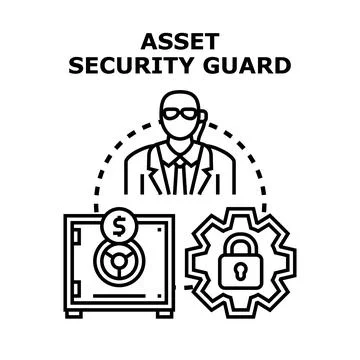 Asset security guard protecting financial valuables concept Stock Illustration