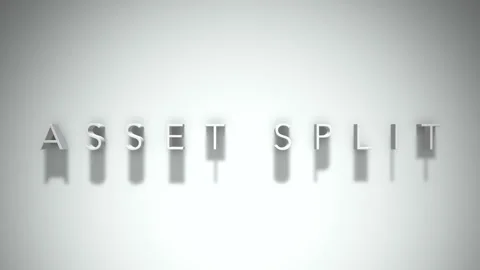 Asset split 3D title animation with shadows on a white background Stock Footage 297516609