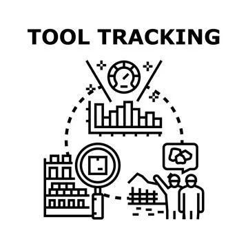 Asset tracking and inventory management concept for industry Stock Illustration