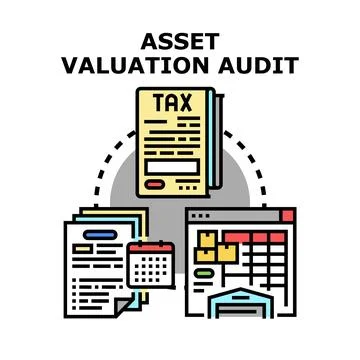 Asset valuation audit concept document icon Ilustración de archivo