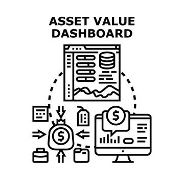 Asset value dashboard tracking financial investment growth Stock Illustration