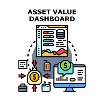 Asset value dashboard tracking financial investment growth Stock Illustration