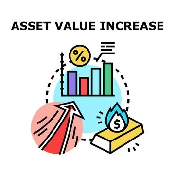 Asset value increasing and financial growth concept Ilustração Stock