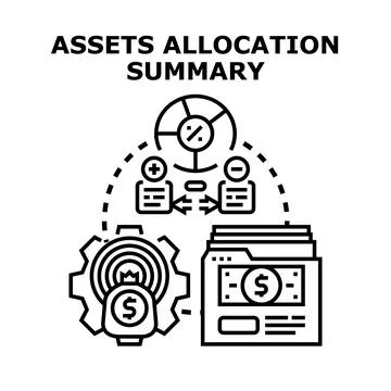 Assets allocation summary for financial planning investment concept Stock Illustration