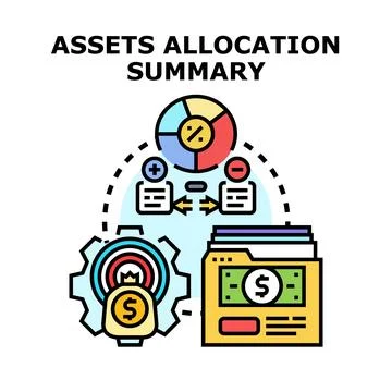 Assets allocation summary for financial planning investment concept Stock Illustration
