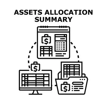 Assets allocation summary planning process icon concept Stock Illustration