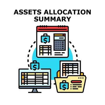 Assets allocation summary planning process icon concept Stock Illustration