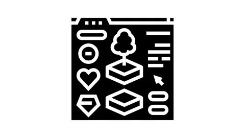 Assets game development glyph icon animation Stock Footage 326152203