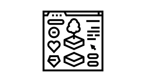 Assets game development line icon animation Stock Footage 326131515