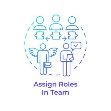 Assign roles in team blue gradient concept icon Stock Illustration