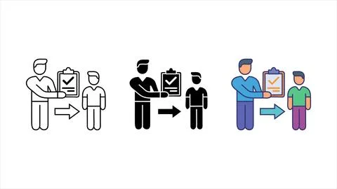 Assign user task icon set Stock Illustration