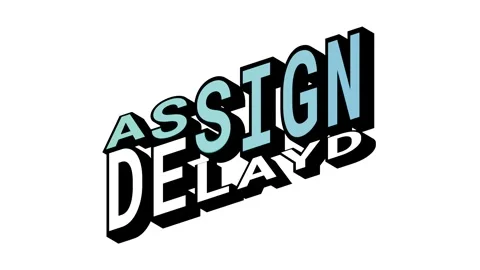 ASSIGN vs DELAYD, 3D Text Animation in Isometric View with Opposite Word Motion Stock Footage 314263263