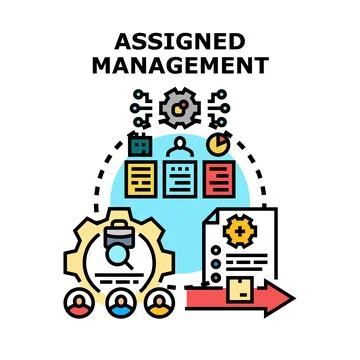 Assigned management process with tasks planning and execution Stock Illustration