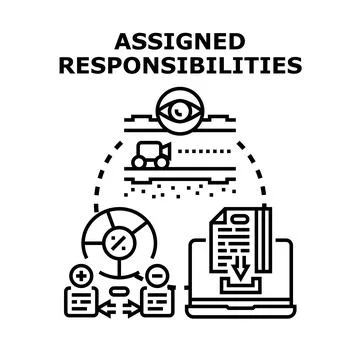 Assigned responsibilities concept with task management and monitoring Stock Illustration