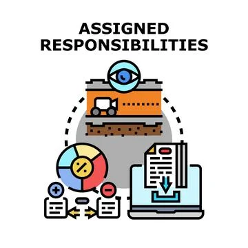 Assigned responsibilities concept with task management and monitoring Stock Illustration