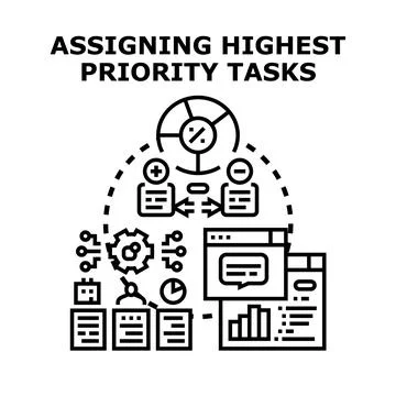 Assigning highest priority tasks in project management Stock Illustration