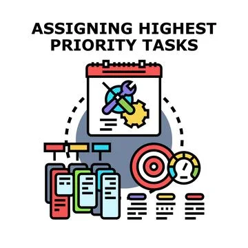 Assigning highest priority tasks project planning concept Stock Illustration