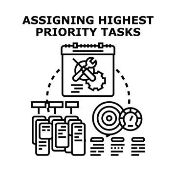 Assigning highest priority tasks project planning concept Stock Illustration