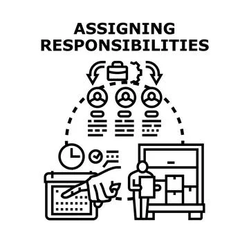 Assigning project responsibilities and tasks management icon Stock Illustration