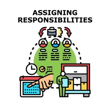 Assigning project responsibilities and tasks management icon Stock Illustration