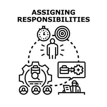 Assigning responsibilities and delegating tasks to team members Stock Illustration