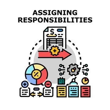 Assigning responsibilities and delegating tasks in business management Stock Illustration