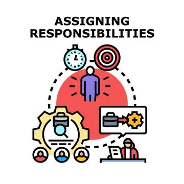 Assigning responsibilities and delegating tasks to team members Stock Illustration