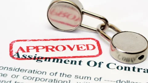 Assignment of contract approved and bond locks Stock Footage 334079109