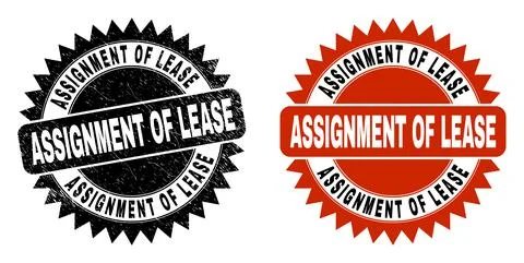ASSIGNMENT OF LEASE Black Rosette Stamp Seal with Unclean Surface Stock Illustration