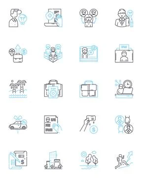 Assignment linear icons set. Task, Project, Homework, Workload, Duty, Mission Ilustración de archivo