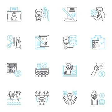 Assignment linear icons set. Task, Project, Homework, Workload, Duty, Mission Ilustración de archivo
