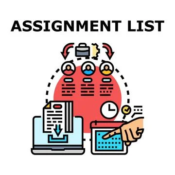 Assignment list creating and task management process Stock-Illustration