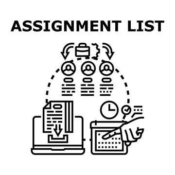 Assignment list creating and task management process Stock Illustration