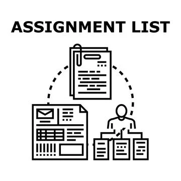 Assignment list organizing task management workflow process イラスト素材