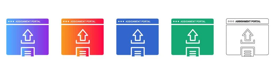 Assignment Portal Window Icons Stock Illustration