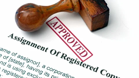 Assignment of regitered copyright approved Stock Footage 345535931