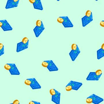 Assignment submission education platform isometric icon seamless pattern Stock Illustration