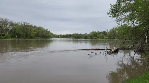 Assiniboine River flooding in Winnipeg Manitoba Stock Footage 205560341