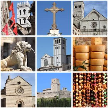 Assisi landmarks collage Stock Photos