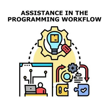 Assistance and support in the programming workflow 库存插图