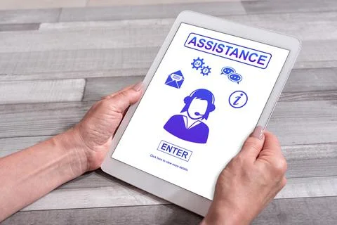 Assistance concept on a tablet 스톡 사진