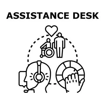 Assistance desk offering support and customer service Stock Illustration