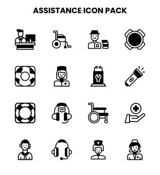 Assistance DuoTone Set Icons Pack Stock-Illustration
