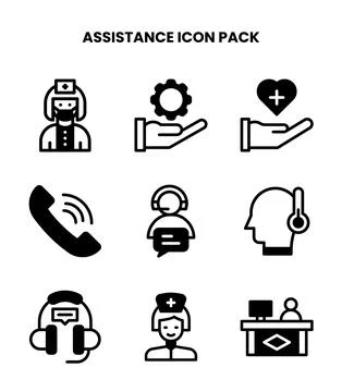 Assistance DuoTone Vector Icons Pack Stock Illustration