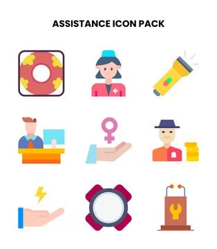 Assistance Flat Graphics Icons Pack Ilustración de archivo