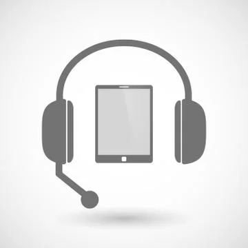 Assistance headset icon with a tablet computer イラスト素材