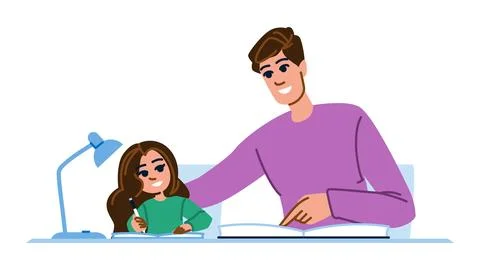Assistance helping kid homework vector Illustrazione stock