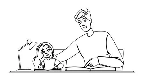 Assistance helping kid homework vector イラスト素材