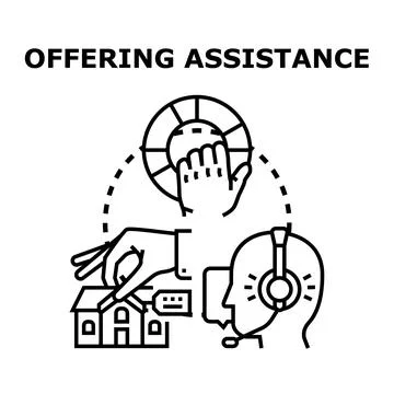 Assistance offering online support and help service Stock Illustration